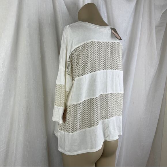 🫶🏼 NWT Cream Lace Panel Shirt Sheer Flowy Slouchy 3/4 Sleeves Forever 21 XS - Picture 11 of 16